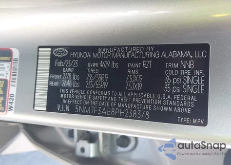 2023 Hyundai Tucson Sel from USA, damaged, VIN 5NMJF3AE8PH238378